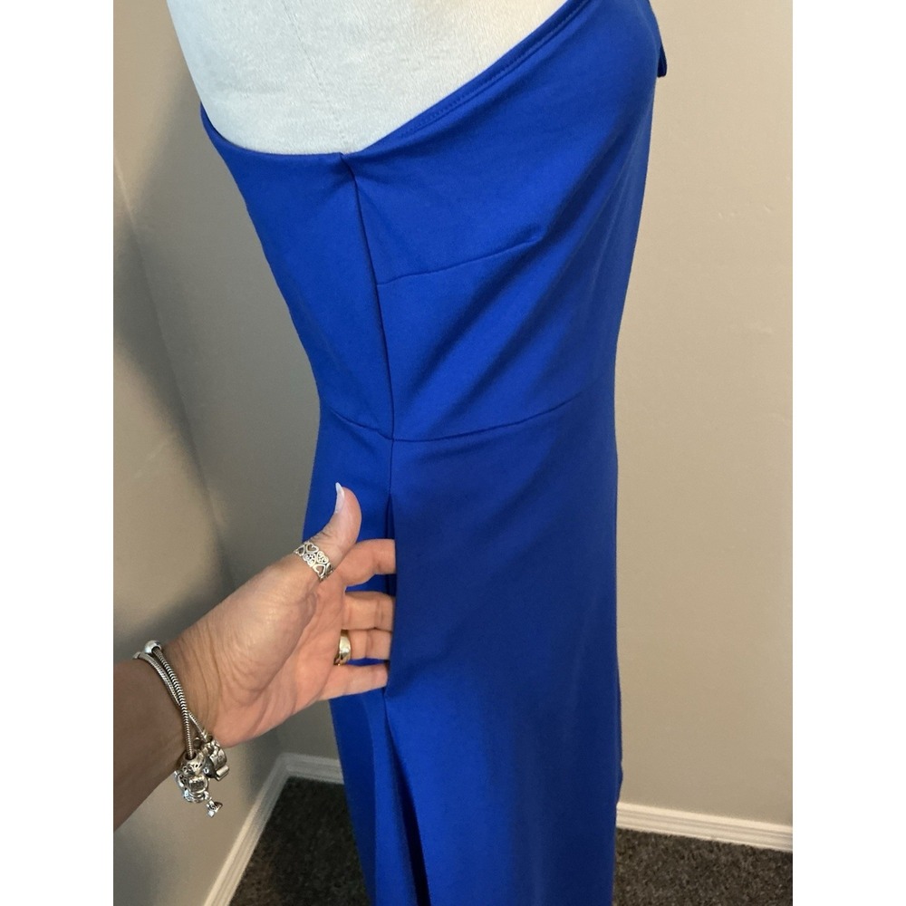 Banana Republic Radiant One Shoulder Dress Royal Pockets Blue Sz 6‎ - Picture 4 of 16